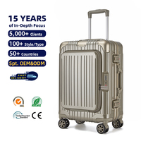 Valise à roulettes en métal INS, grande capacité, style européen, pour affaires, avec serrure TSA, très vendue
