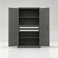 Armoire de rangement industrielle haute pour outils avec serrure à clé, portes doubles, panneau perforé, 1 tiroir – Fournisseur OEM/ODM