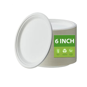 Đĩa tráng miệng nhỏ 6 inch, làm từ giấy bã mía sinh học, không chứa PFAS, dùng một lần - Product Image 1