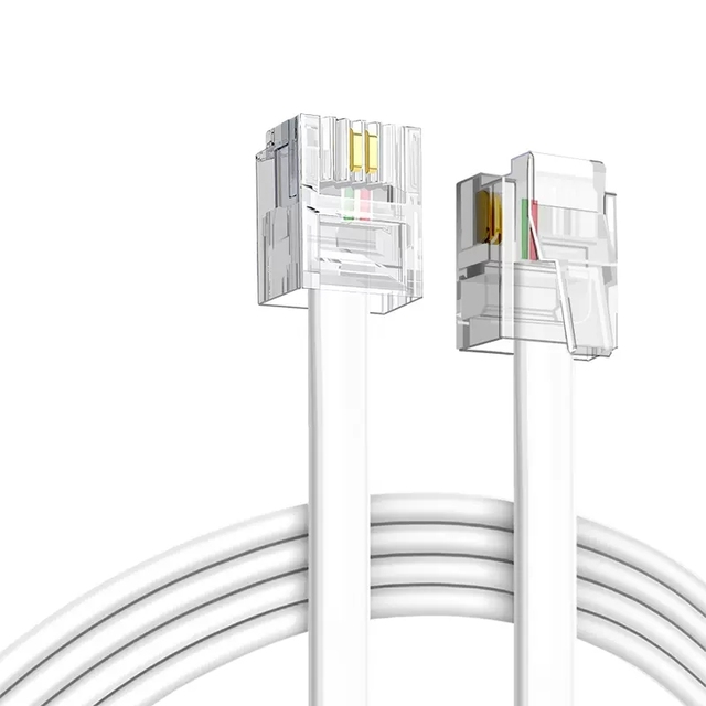 D-Sunty RJ11 Flat Telephone Communication Cable 26AWG Copper Conductor 6P6C Voice Signal Transmission Patch Cord CAT3 Network