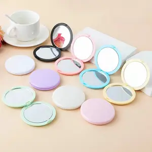 Wholesale Gift Custom Logo Round Makeup Mirror Folding Double-sided High Quality Portable Compact Makeup Pocket Small Mirror