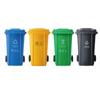 Poubelle industrielle en plastique à couvercle ouvert avec roulettes, 100L/120L/240L, pour usage extérieur