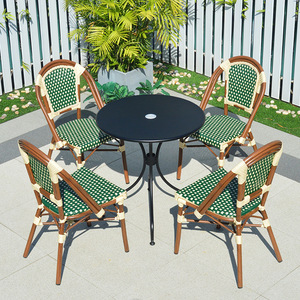 Style moderne Balcon extérieur Loisirs Chaise en rotin Dossier Simple <span class=keywords><strong>Table</strong></span> française Internet Café Ensemble de chaises Style français Imperméable - Product Image 1