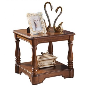 Modern <strong>End</strong> <strong>Storage</strong> <strong>Table</strong>/stool with Carved Column and Shelf Brown for Living Room - Product Image 1