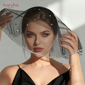 YouLaPan MA10 Vente directe d'usine de <span class=keywords><strong>mini</strong></span> voiles noirs de haute qualité ornés de strass étincelants et de cristaux perlés à la main - Product Image 1