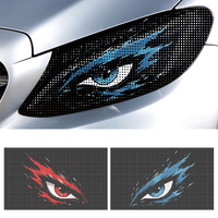 Autocollant universel en maille pour phare de voiture, yeux de démon bleus et rouges, en vinyle, anti-rayures, respirant, pour le style extérieur des phares