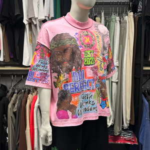 DIHUI T-shirt da uomo di lusso in cotone pesante con stampa DTG, taglio e cuciture Y2K, stampa all-over con strass a diamante, vestibilità ampia - Product Image 3