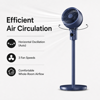 Ventilateur de sol compact et flexible à commande mécanique avec écran LCD numérique, sans pales, oscillant, vente en gros d'usine