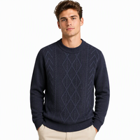 Nouveauté Hiver – Pull Homme Doux et Décontracté en Maille Torsadée Épaisse – Pull Ras du Cou Classique pour Homme