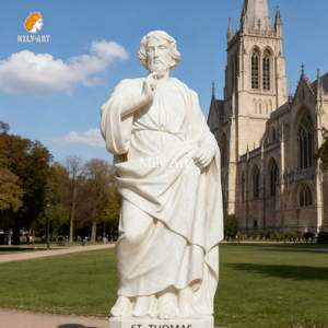 MILY Sculpture <span class=keywords><strong>de</strong></span> statue <span class=keywords><strong>de</strong></span> Saint Thomas en marbre blanc grandeur nature personnalisée pour décoration religieuse catholique - Product Image 5