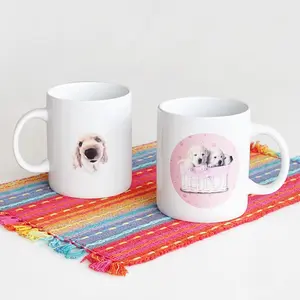 新款定制陶瓷杯猫狗宠物卡通动物贴花新款骨瓷陶瓷礼品促销咖啡杯批发厂家