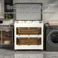 Armoire de rangement pliable anti-poussière avec porte latérale ouverte, organisateur de vêtements, boîte de rangement en plastique mobile pour outils, articles divers, aliments