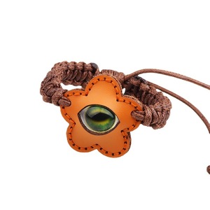 Ethnic Style Waxed Rope Braided <b>Bracelet</b> With Devil Eye Genuine <b>Leather</b> Star Shape Retro Jewelry Gift - Product Image 5