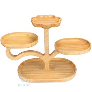 Présentoir à desserts rond classique en bambou non toxique à 4 niveaux, directement de l'usine, pour pâtisserie, gâteaux et présentation de pâtisseries - Product Image 1