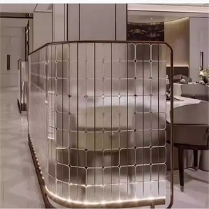Fabricante <span class=keywords><strong>Metal</strong></span> Acero inoxidable cristal colgante pantalla divisor partición para Resort Hotel restaurante cabina entrada - Product Image 3