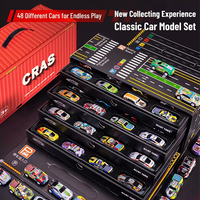 Lot de 48 voitures miniatures en alliage à rétrofriction avec boîte de rangement conteneurisée, collection de voitures de course à friction pour enfants