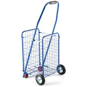 Carrito de compras con ruedas giratorias dobles para comestibles, el carrito portátil plegable compacto ahorra espacio