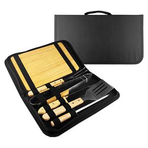 2024橡胶木手柄烧烤配件烧烤工具套装带熟食板套装BBQ002促销礼品定制 - Product Image 2
