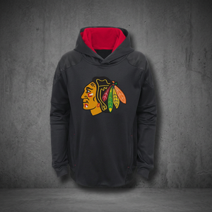 FOXA Chicago Blackhawks Sweat à capuche en polaire Performance pour jeunes 8-20 ans Unisexe Séchage rapide 100% polyester avec poche - Product Image 3