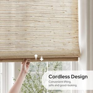 Persianas Romanas de Yute con Resorte, Diseño Nuevo, Filtrado de Luz Natural, Estilo Veneciano, para Interiores y Exteriores, Manuales, sin Cable, para Ventanas - Product Image 4
