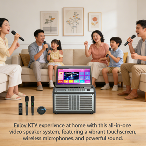 Sistema de Karaoke Profesional GENCE High para el Hogar con Pantalla Táctil Inteligente, Micrófonos Inalámbricos Duales y Batería - Product Image 2