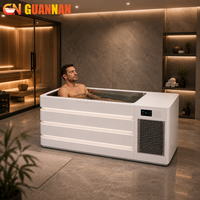 Baignoire de plongeon à froid de luxe en acier inoxydable, directement de l'usine, avec éclairage LED, pour projets de bien-être hôtelier