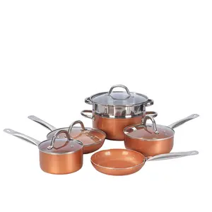 10 pieces Copper Ceramic Coating Cooking Pan Kitchen Cookware Sets