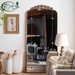French Romantic Floor Mirror Brass <b>Frame</b> Full Length Home Use Wabi Sabi Style - Product Image 3