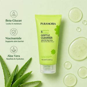 PURAMORIA Limpiador Facial Hidratante Suave 100mL 5% <span class=keywords><strong>Aloe</strong></span> <span class=keywords><strong>Vera</strong></span> Niacinamida Beta-Glucan Barrera Lavado Seco Combo Piel Normal - Product Image 1