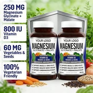 Suplemento de Glicinato de Magnesio + Malato con Vitamina D3, Vegetales y Semillas - Apoya la Salud de las Articulaciones y los Huesos (90 Cápsulas Vegetarianas) - Product Image 4