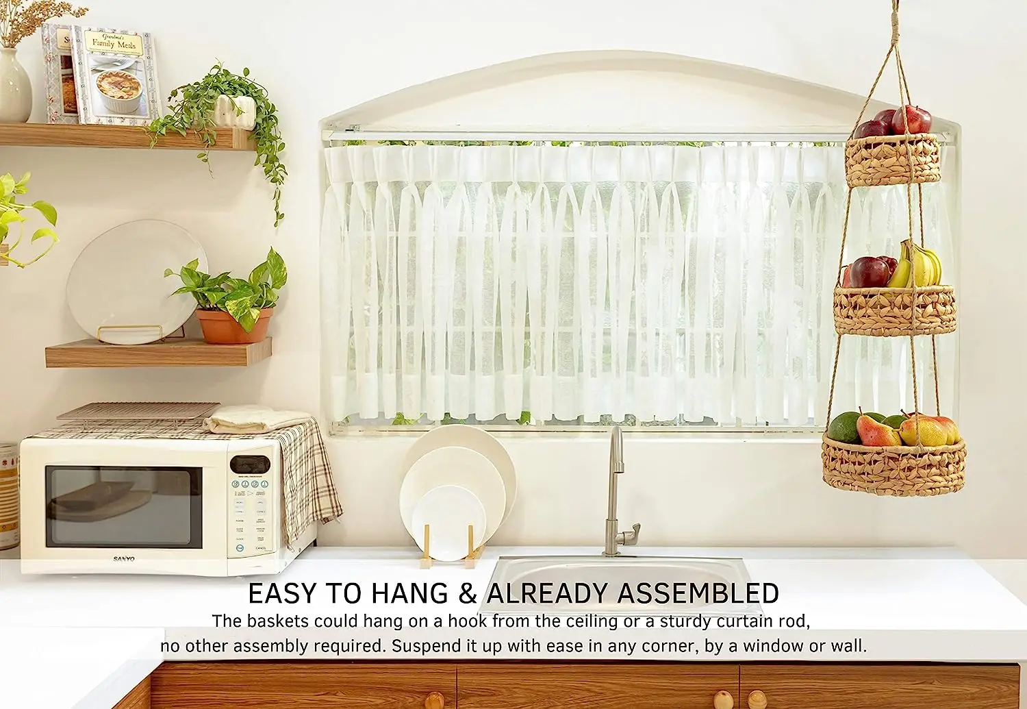 Hängender Obstkorb 3 Tier für Küche Handgemachte natürliche Rattan hand gewebte Wicker Seegras gewebte Wand körbe Gemüse Organizer| Alibaba.com