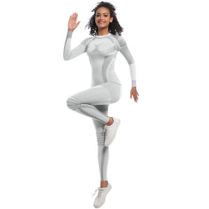 Femmes taille élastique transfrontalière sans couture tricoté sport costume ensemble moulant deux pièces pour Fitness Yoga course Long <span class=keywords><strong>Ski</strong></span> - Product Image 3