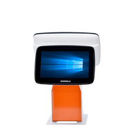 Caisse enregistreuse tout-en-un ZHONGJI Windows 10 avec écran tactile double, système POS, processeur Intel Quad-Core, 128 Go, 16 Go DDR4, imprimante