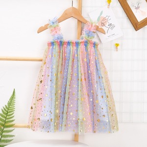 Robes en tulle arc-en-ciel sans manches à bretelles multicolores pour filles, vente en gros, robes tutu d'été pour bébés filles - Product Image 2
