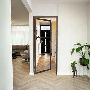 Porta Interna in Acciaio - Bronzo - 3 Pannelli - Vetro Satinato - Product Image 4