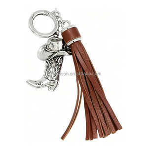 بيع بالجملة جديد رعاة البقر تكساس مجموعات رعاة البقر الغربية رعاة البقر قبعة الحذاء سلاسل المفاتيح مع بو الجلود شرابة - Product Image 1