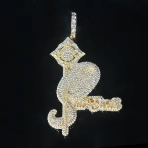 Custom Logo Pass Diamond Tester Vvs Moissanite Iced Out 10K 14K 18K Karat Real Gold Pendant White Gold plated