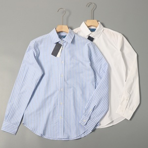 Chemise à manches longues en pur coton pour femme, style américain 2026, à rayures, col à revers, boutonnée, mignonne, printemps - Product Image 1