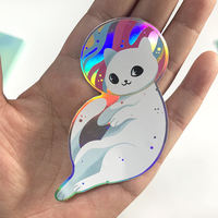 Étiquettes en papier vinyle transparent personnalisées, impression claire, holographiques, laser, hologrammes, autocollants imperméables découpés à la forme, logo pour accessoires de mode