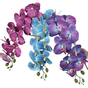 Fleur artificielle d'orchidée Phalaenopsis à 9 têtes en caoutchouc souple, branche unique, pour décoration de mariage, accessoires de photographie en extérieur, décoration intérieure - Product Image 1