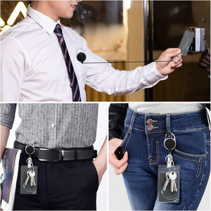 Cross-border round carabiner strap, 360-degree rotating doctor's <b>ID</b> card <b>holder</b>, detachable lanyard, black set - Product Image 2