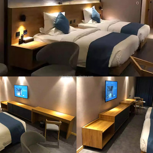 <b>Full</b> Hotel Twin Guest Room Furniture <b>Set</b> Durable Wood <b>Beds</b> with Matching Desk TV Cabinet & Chairs For 3 Star Hotel Bedroom <b>Sets</b> - Product Image 2