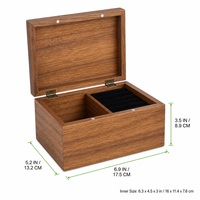 Boîte en bois avec couvercle à charnières, élégante, en bois dur à grain foncé, étui à souvenirs pour cadeaux professionnels de luxe