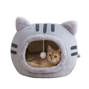 猫のベッド暖かいペットハウス子猫の洞窟クッション快適な猫の家犬のバスケットテント子犬の巣小さな犬のマット用品猫のためのベッド