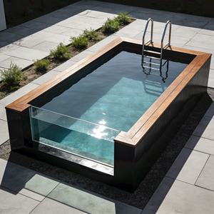 Piscine en fibre de verre, mosaïque extérieure, fenêtre en verre acrylique, bois WPC, piscine hors sol, fabricants de piscines - Product Image 5