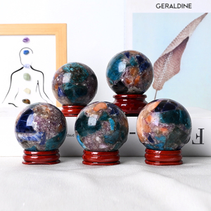 Wholesale Natural Gemstone <b>Crystal</b> Sphere Healing Hand Polished Apatite and Sun Stone Sphere - Product Image 4