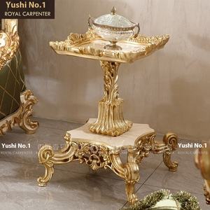 Meuble TV et <span class=keywords><strong>table</strong></span> basse combinés en bois massif doré de style européen, sculptés et <span class=keywords><strong>d</strong></span>écoratifs, pour le salon - Product Image 5