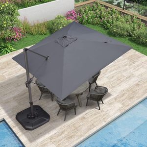 Sombrilla Cantilever 3 x 3 m Gris con Base Cruzada Inclinable |   Sombrilla de Jardín <span class=keywords><strong>para</strong></span> Exteriores con Marco de Aluminio - Product Image 1
