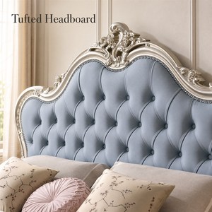 <span class=keywords><strong>Letto</strong></span> di Lusso Moderno Personalizzato di Alta Gamma in Legno di Gomma con Testiera in Pelle Nappa 180x200cm King Size Blu - Product Image 3