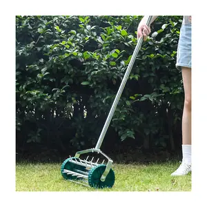 VERTAK Portable Garden Lawn Spike Aerator Manual 18in Soil Rolling Lawn Aerator Roller